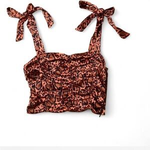 Forever 21 Leopard Print Crop Top with Bow Straps